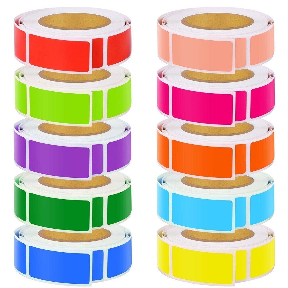 5107 3000 PCS 10 Rolls Rectangular Color Coding Stickers 1.57 x 0.75 Inch